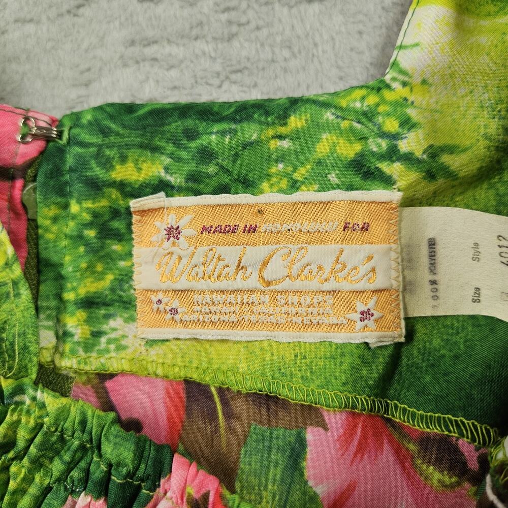 Vintage 70'S Waltah Clarke's Hawaiian Dress Womens Size 8 Mini Tropical Hibiscus - Picture 5 of 14